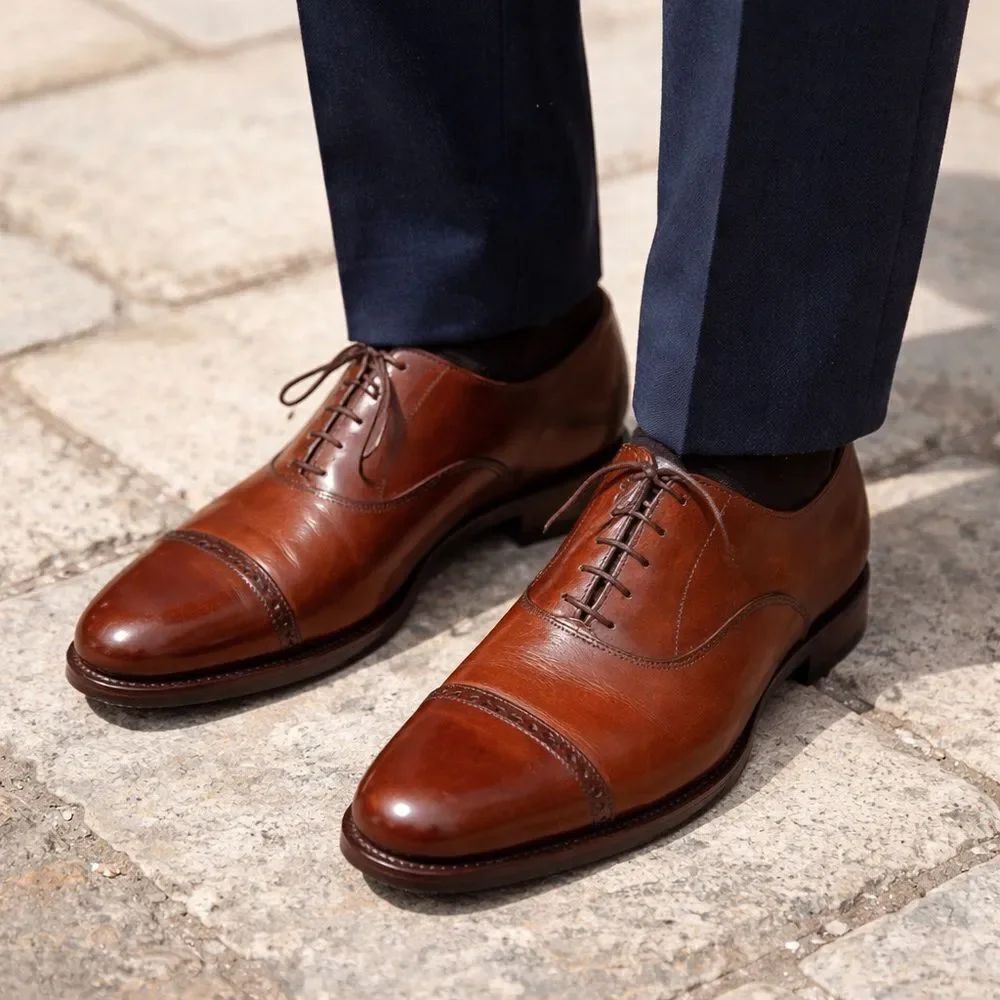 Tricker’s of Jermyn Street Regent Leather Toe Cap Oxfords Made in England